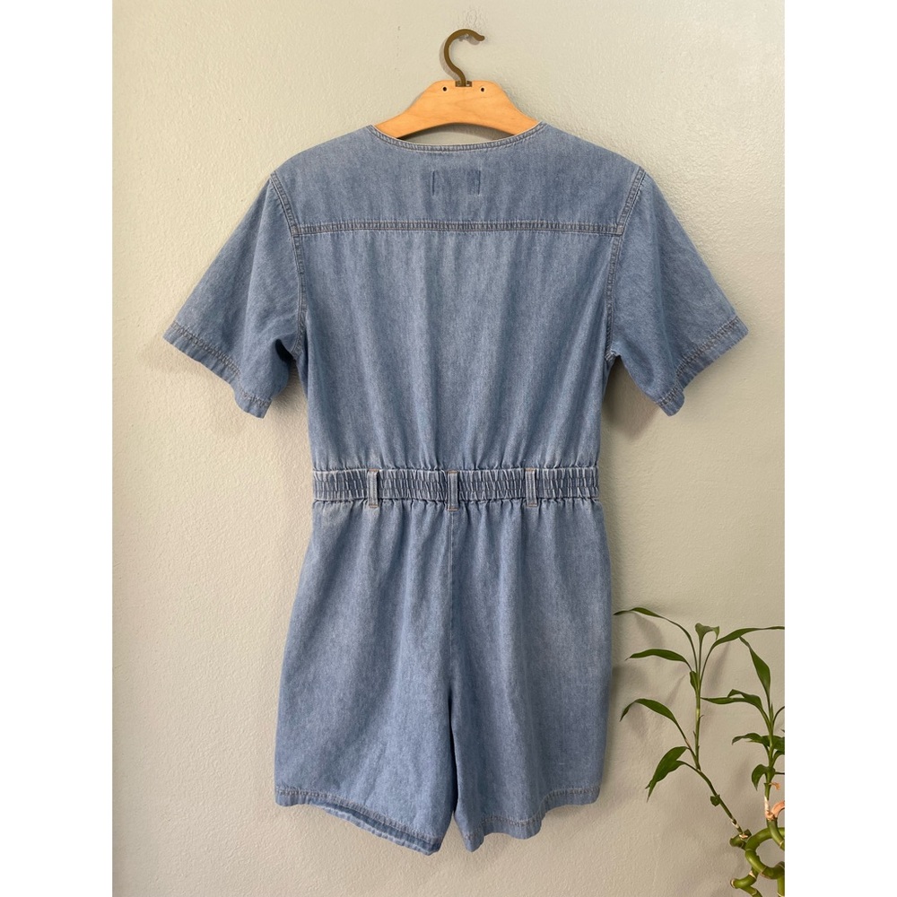 Unbranded | Vintage 90s Button-Down Denim Overall Romper - Picture 3 of 6